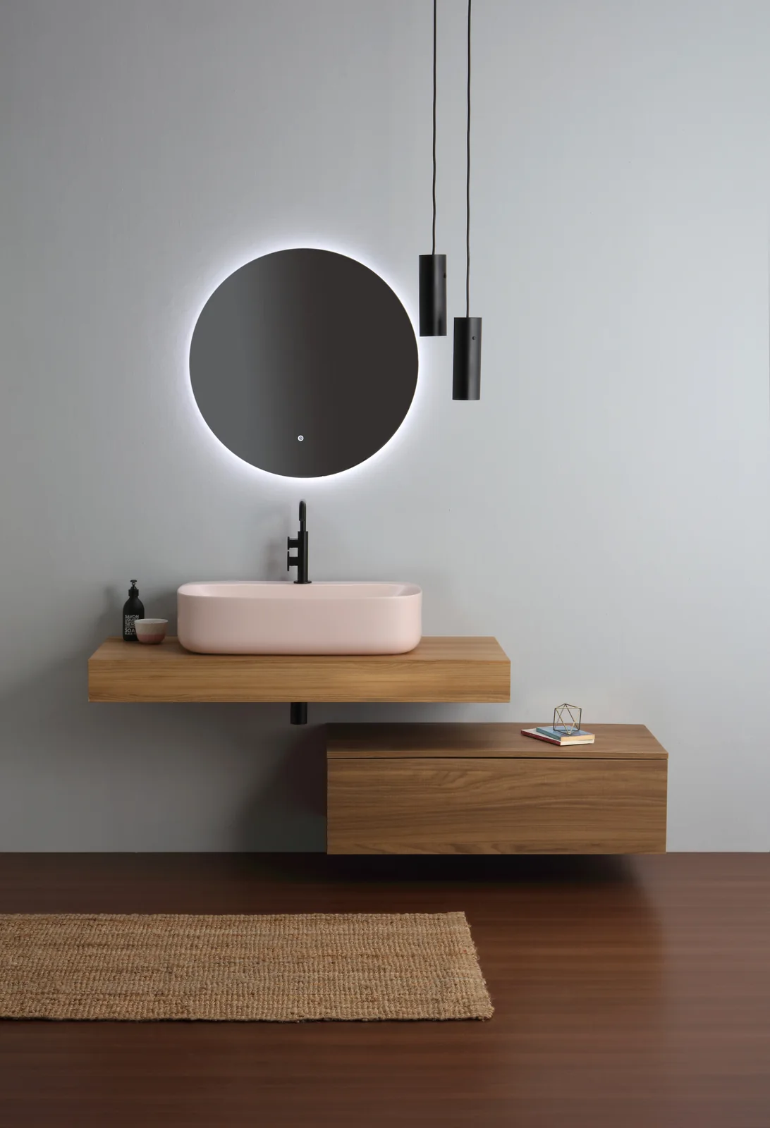 Scarabeo Moon Basin 5505 · Antique Pink — Wall-hung ceramic basin.