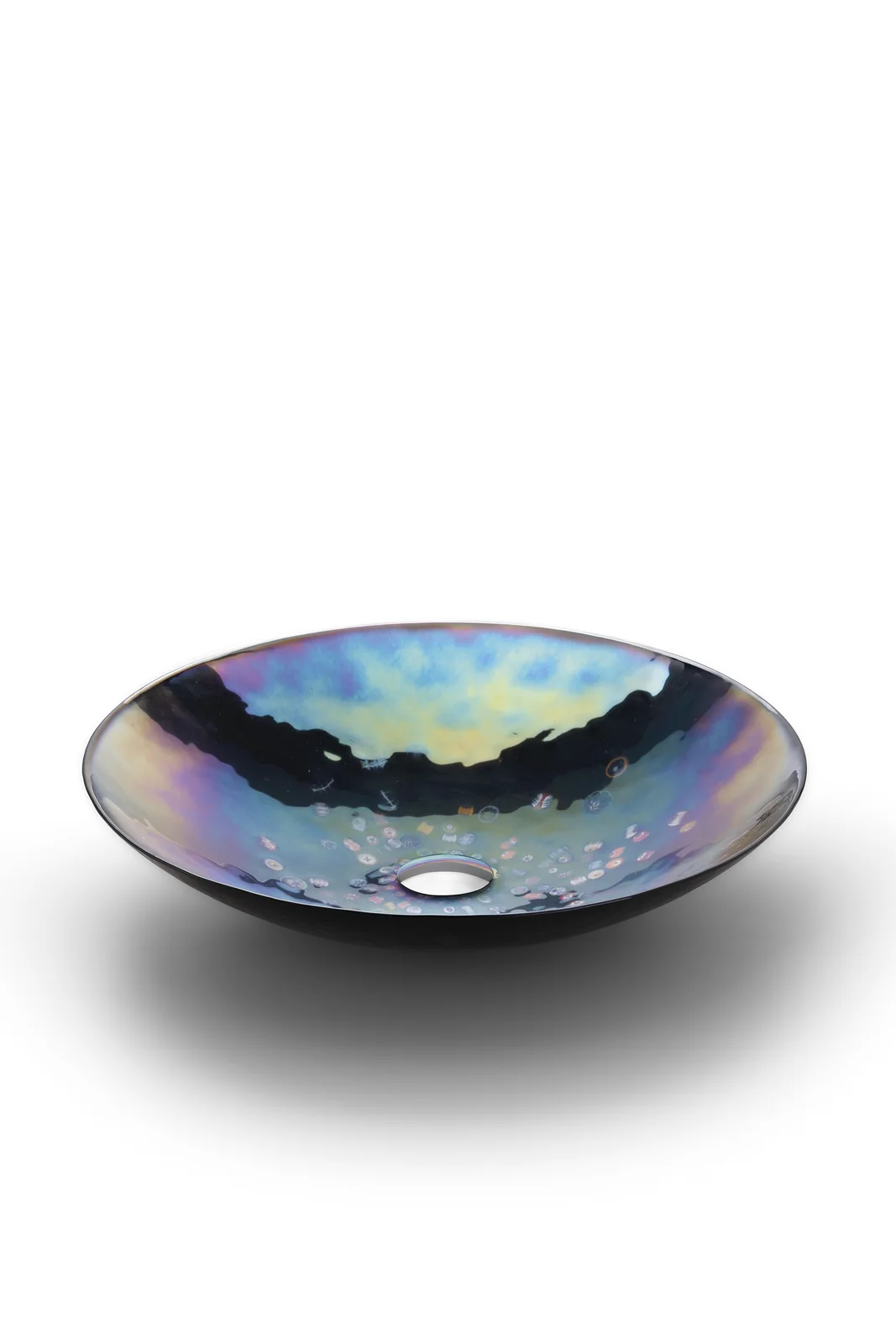 Yalos Decora Nero Glass Basin · Nero — Deep black glass with a textured surface.